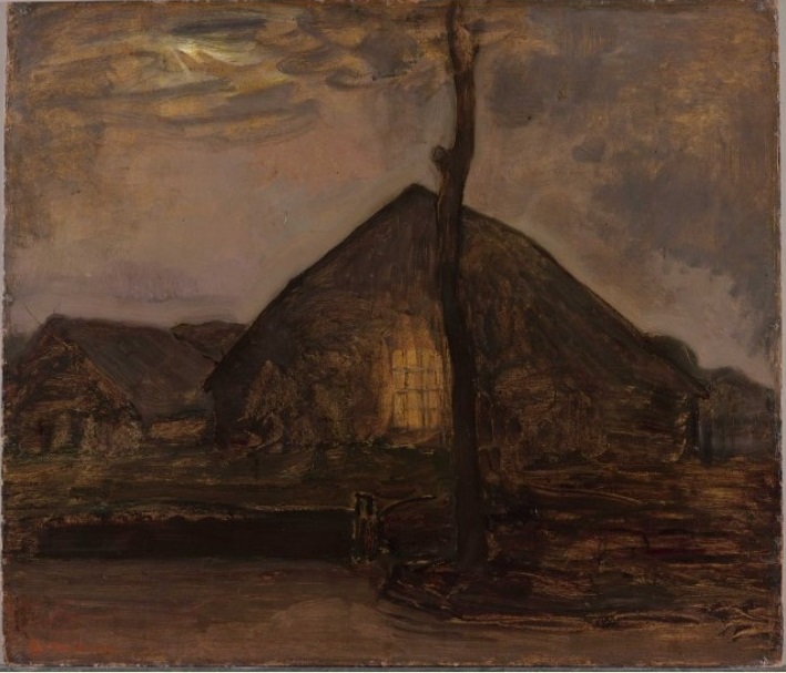 ill. 2 Piet Mondrian, Gabled farm hut in the evening, c. 1907. Oil on cardboard, 63,5 x 74,5 cm, Kunstmuseum The Hague