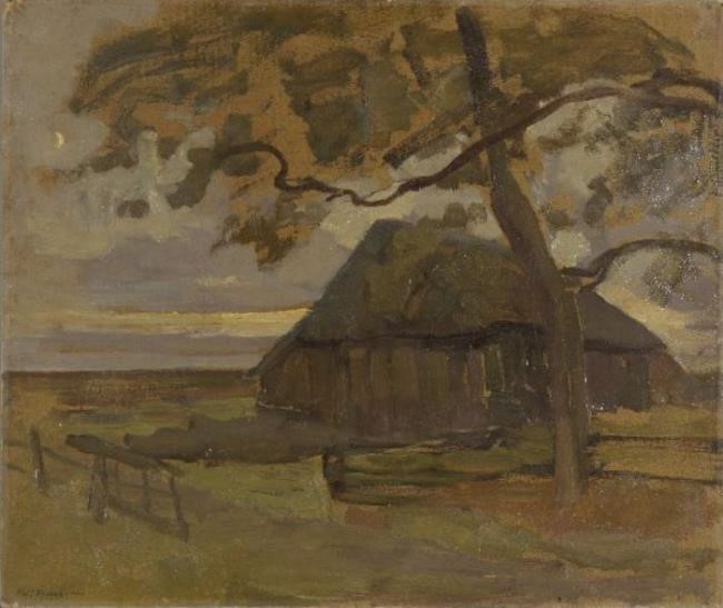 ill. 3 Piet Mondrian, Sheepfold with tree at right, c. 1907. Oil on cardboard, 63 x 75 cm, Kunstmuseum The Hague